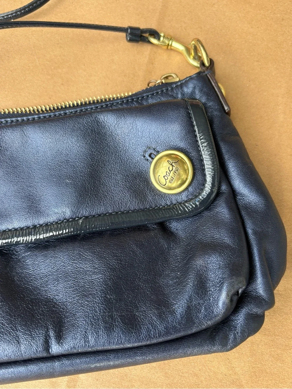 Coach Poppy Leather Pushbutton Demi Flap Bag!
